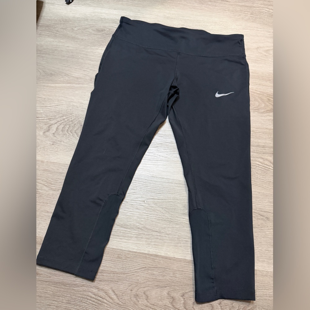 Nike Women Black Leggings with White Logo